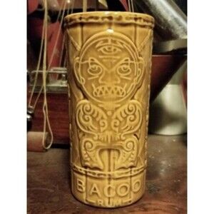 Bacoo Rum Tiki Mug Brown Ceramic 6" Tall